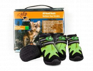All for Paws XS Black & Green Reflective All Terrain Dogs Boots (3.5cm)