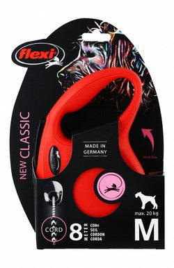 Flexi Classic Medium Red 8m Retractable Cord Leash for Dogs (Up to 20kg)