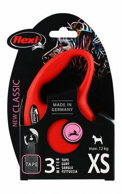 Flexi Classic XS Red 3m Retractable Tape Leash for Dogs (Up to 12kg)