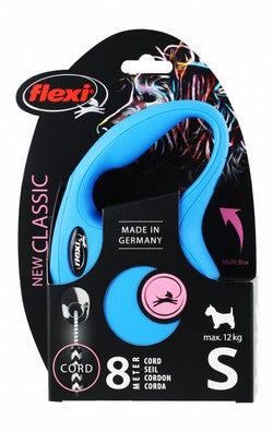 Flexi Classic Small Blue 8m Retractable Cord Leash for Dogs (Up to 12kg)