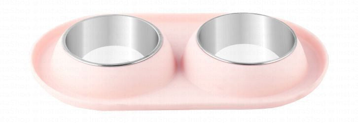 Pado Medium Pink 2x400ml Dual Stainless Steel Pet Bowl