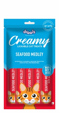 Drools Creamy Lickable Cat Treats Seafood Medley Flavor (Buy 4 Get 1 Free)