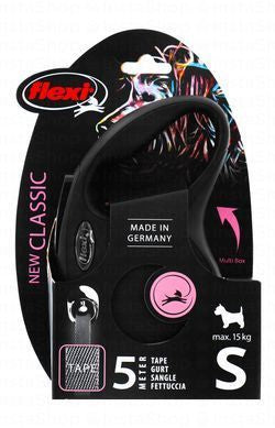 Flexi Classic Small Black 5m Retractable Tape Leash for Dogs (Up to 15kg)