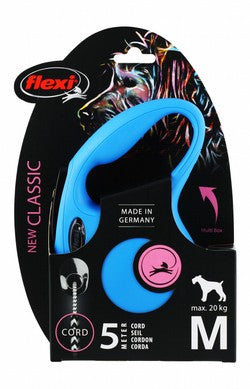 Flexi Classic Medium Blue 5m Retractable Cord Leash for Dogs (Up to 20kg)