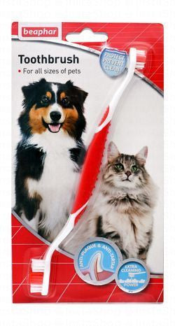 Beaphar Red & White Double-Ended Pet Toothbrush