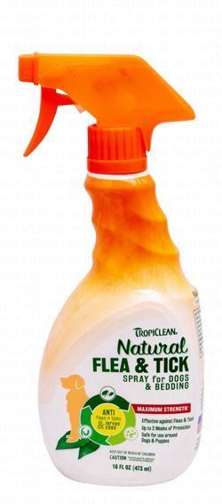 Tropiclean Natural Flea & Tick Solution Spray for Dogs & Beddings
