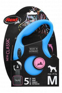 Flexi Classic Medium Blue 5m Retractable Tape Leash for Dogs (Up to 25kg)