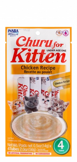 Inaba Churu Skin & Coat Creamy Chicken Treats for Kittens