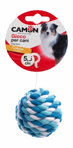 Camon Blue & White 5.5cm Cotton Ball Dog Toy