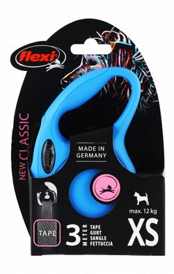 Flexi Classic XS Blue 3m Retractable Tape Leash for Dogs (Up to 12kg)