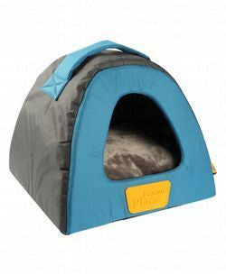 Gigwi Place Small Blue & Gray Canvas & TPR Dome Shaped Pet Bed (38x25x35cm)