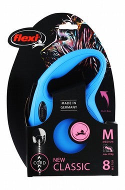 Flexi Classic Medium Blue 8m Retractable Cord Leash for Dogs (Up to 20kg)