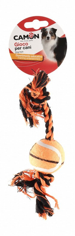 Camon Black & Orange 4.8cm Rope Dog Tug Toy with Basketball (23x4.8cm)