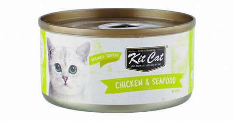 Kit Cat Deboned Toppers Wet Cat Food with Chicken & Seafood in Aspic