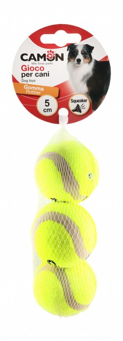Camon Neon Green 5cm Rubber Squeaky Ball Dog Toy