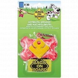 Bags on Board Pink Bone Waste Pick-up Dispenser with 30 Refill Bags