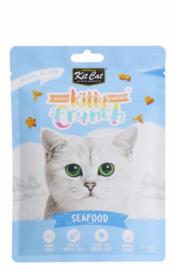 Kit Cat Kitty Crunch Hairball Control Cat Treats Seafood Flavor with Taurine, Omega 3 & 6