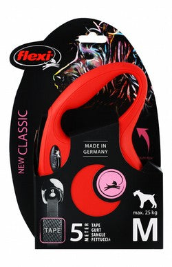 Flexi Classic Medium Red 5m Retractable Tape Leash for Dogs (Up to 25kg)