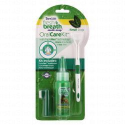 Tropiclean Fresh Breath Oral Care Kit with Toothbrush, Finger Brush & Brushing Gel for Small Dogs
