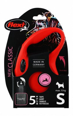 Flexi Classic Small Red 5m Retractable Tape Leash for Dogs (Up to 15kg)
