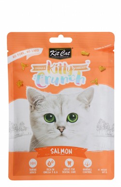 Kit Cat Kitty Crunch Hairball Control Cat Treats Salmon Flavor with Taurine, Omega 3 & 6