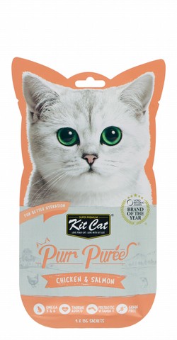 Kit Cat Purr Puree Cat Treats with Chicken & Salmon