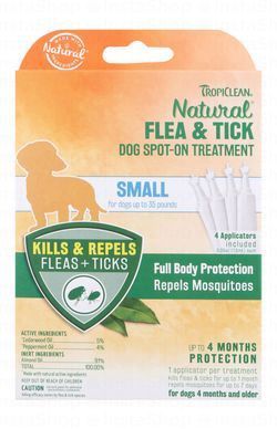 Tropiclean Natural Flea & Tick Spot On Treatment for Small Dogs (4+ Months & Up to 15.87kg)