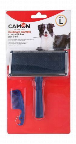 Camon Large Blue Pet Slicker Brush with Comb