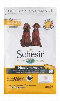 Schesir Dry Food with Single Animal Protein & Chicken for Medium Adult Dogs