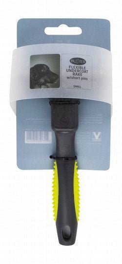 Buster Small Black & Yellow Flexible Undercoat Rake Dog Brush with Short Pins
