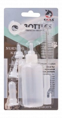 Saas White Pet Nursing Bottle with Pacifiers & Cleaning Brush