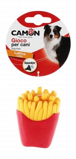 Camon Red & Yellow Latex French Fries Shaped Dog Squeaky Toy
