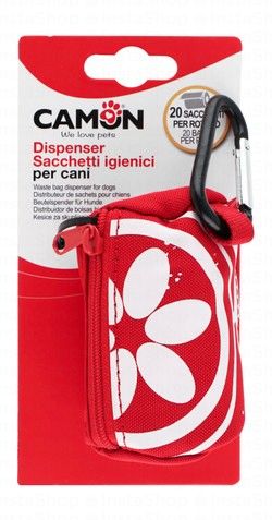 Camon Red Dog Poop Bag Dispenser with Carabiner