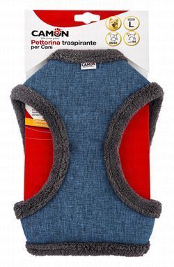 Camon Large Blue & Gray Polyester Dog Harness (Neck 64cm & Chest 68-82cm)