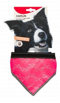 Camon Medium Pink Bone Print Reflective Dog Bandana
