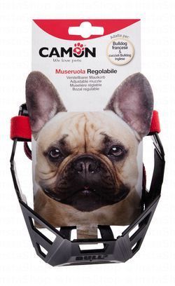 Camon Black & Red Muzzle for French Bulldogs