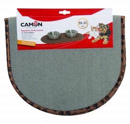 Camon Brown & Gray Microfiber Anti-Skid Pet Bowl Placemat (55x33cm)