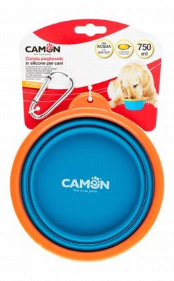 Camon Blue & Orange 750ml Collapsible Silicone Travel Pet Bowl