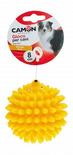 Camon Yellow 8cm Vinyl Hedgehog Shaped Dog Squeaky Toy