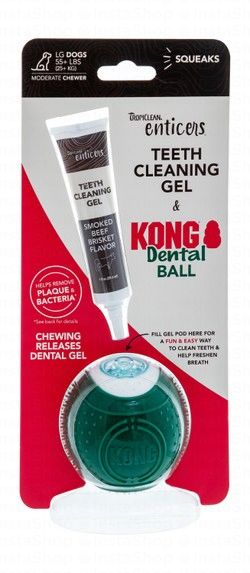 Tropiclean Teeth Cleaning Gel with Kong Squeaky Dental Ball for Large Dogs (Above 20kg)
