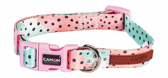Camon Multicolored Polka Dots Print Dog Collar (360-480x20mm)