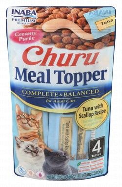 Inaba Churu Creamy Puree Meal Toppers with Tuna & Scallop for Adult Cats