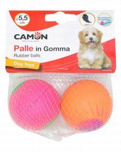 Camon Orange & Pink 5.5cm Soft Floating Rubber Ball Dog Toys