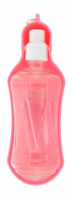 Petbroo Pink 500ml Pet Water Bottle with Bowl