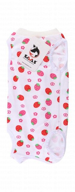 Saas Small White Strawberry Print Pet Tank Top