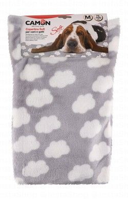 Camon Soft Medium Gray Cloud Print Pet Blanket (75x100cm)
