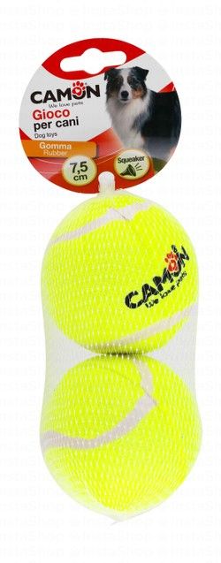 Camon Neon Green 7.5cm Rubber Squeaky Ball Dog Toy