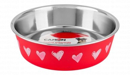 Camon Red 750ml Heart Print Pet Bowl