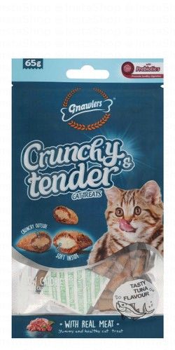 Gnawlers Crunchy & Tender Low Calorie Treats Tuna Flavor with Prebiotics for Cats (3+ Months)