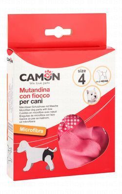 Camon Pink & White Microfiber Dog Pants with Bow Size 4 (40-45cm)